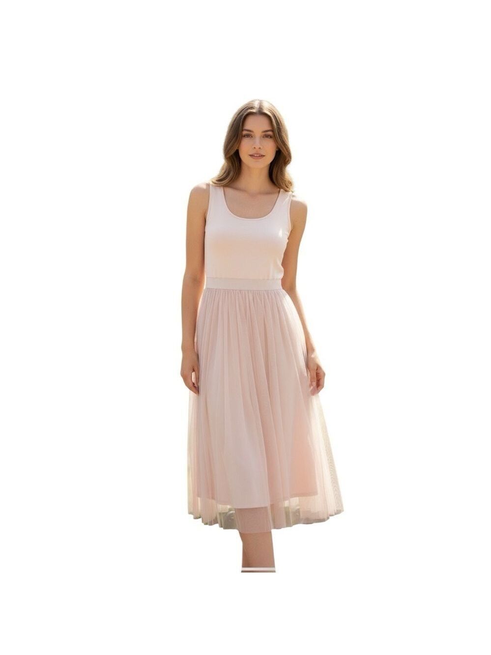 Boohoo Tall Boutique Tulle Mesh Midi Dress, Size 8 Tall, Blush, Pink and…